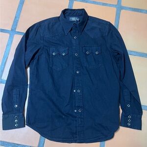 Ralph Lauren Double RL Black Casual Button Down Shirt